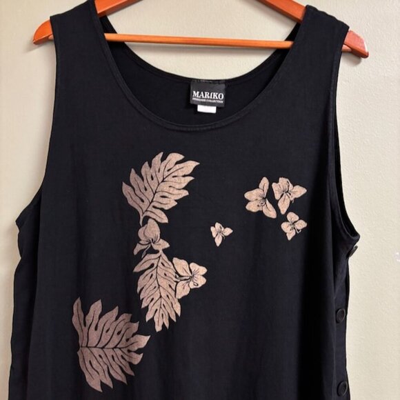 VTG Mariko Designer Collection Womens Dress Size 1XL Dark Floral Lagenlook Boho - Picture 2 of 8